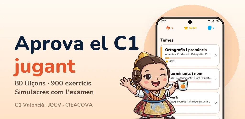 App C1 Valencià: aprueba el C1 jugando, con 80 lecciones y simulacros